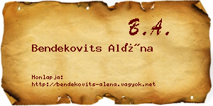Bendekovits Aléna névjegykártya
